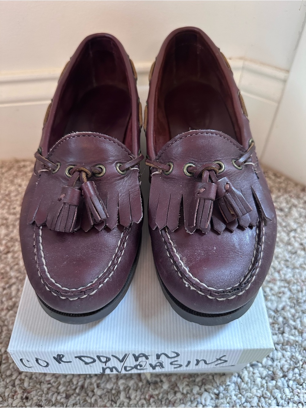 Vintage Talbots Brown Leather Moccasin Cordovan Loafer Flats Size 8